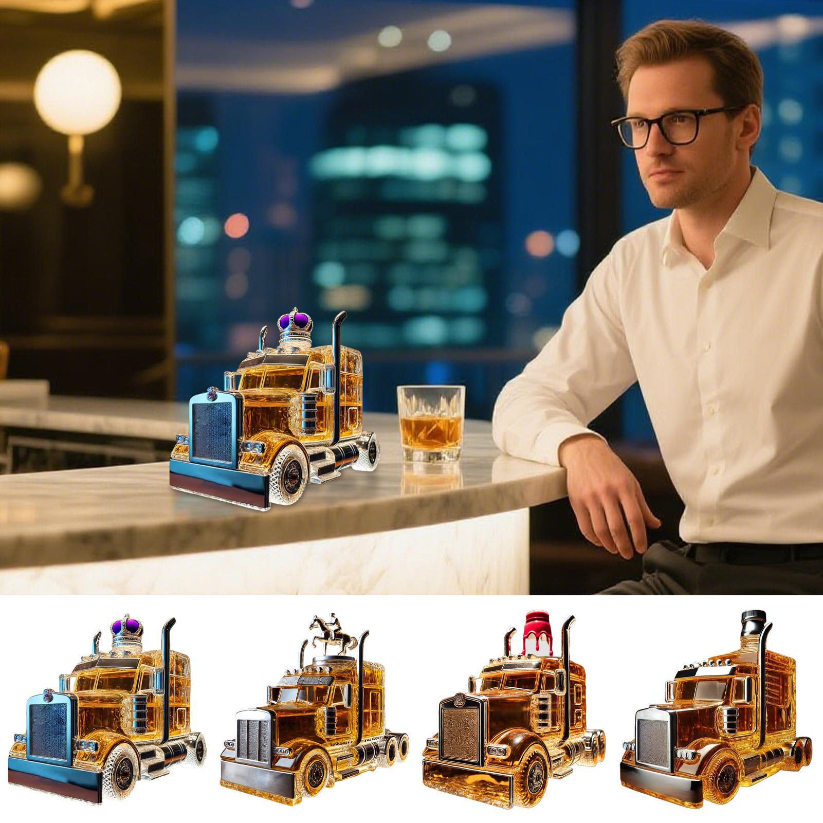 Wine To Beer To Liquor - ワインデカンターハーフトラックバーボンディスペンサー 375 ミリリットルヴィンテージ酒容器ホステスブランチビール用の興味深いストッパー付き