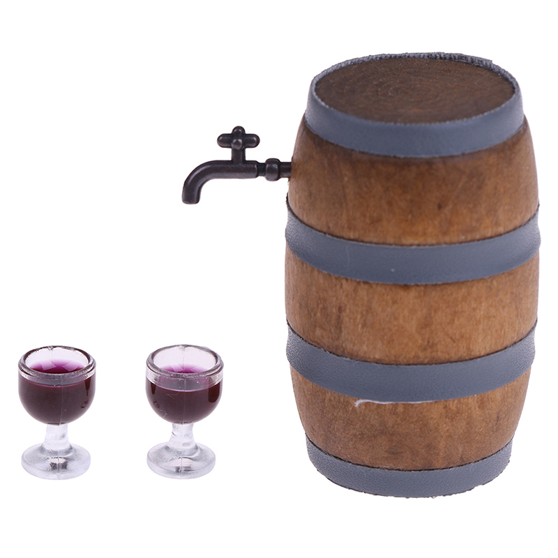 Wine Beer Red - ミニ木製赤ワイン樽ミニチュアビール樽ビール樽ビール樽ドールハウス装飾アクセサリー 1:12 スケールドールハウス
