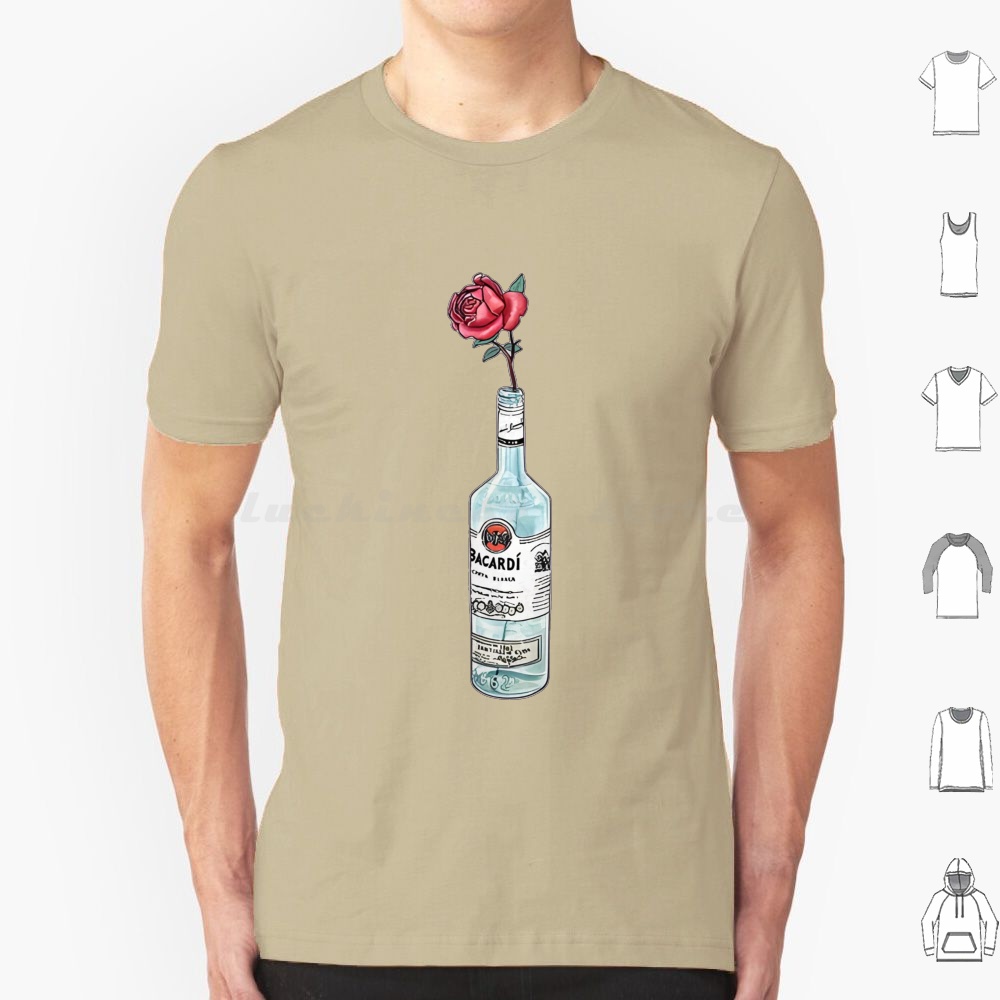 Beer Wine Gin - ラムバカルディフラワーアートワークTシャツ6XLコットンクールTシャツラムバカルディウォッカパーティードリンク酔っぱらいビールワイン飲酒ウイスキージン面白い