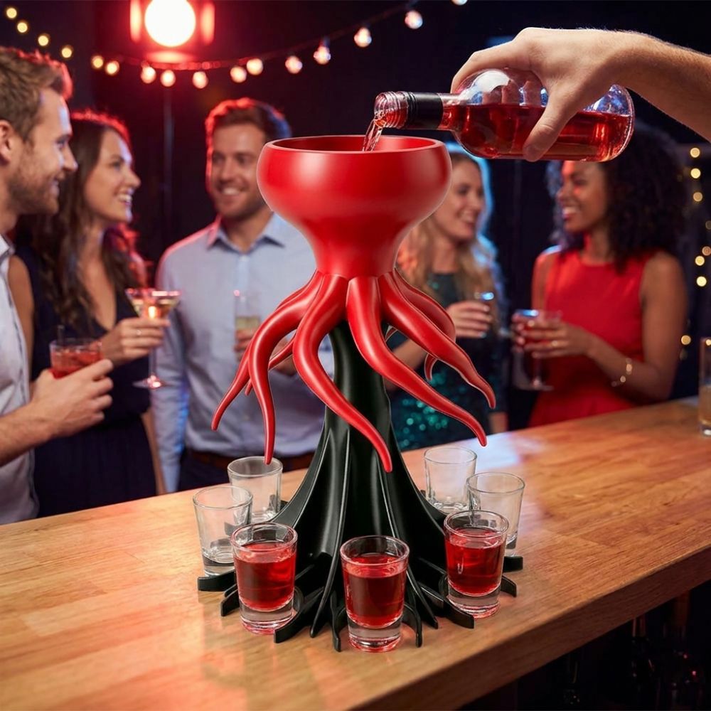 Wine To Beer To Liquor - 8穴3Dプリントワインディスペンサー、斬新なマルチショットリキュールショットディスペンサー、ビールタワー、ユニークなギフト、飲料容器