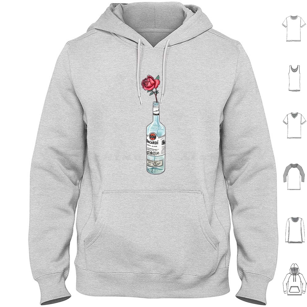 Beer Wine Gin - ラムバカルディフラワーアートワークパーカーコットン長袖ラムバカルディウォッカパーティードリンク酔っぱらいビールワイン飲酒ウイスキージン面白い