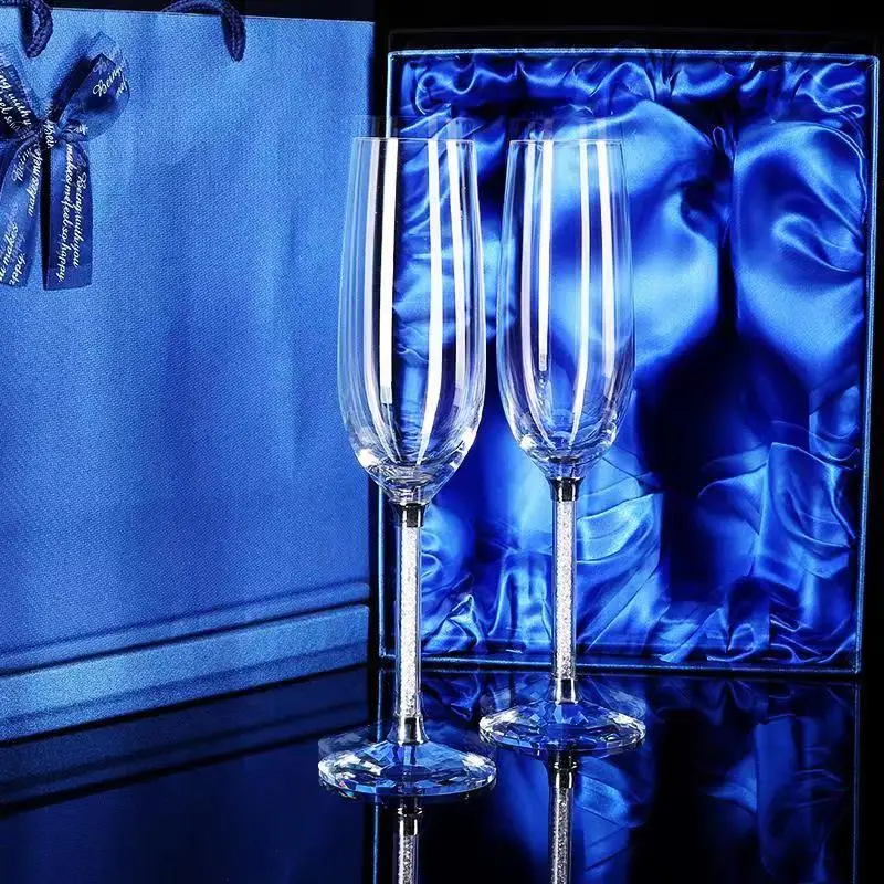 Champagne Flute Pair - 創造的な結婚式のワイングラス、ユニークなカップ、シャンパンフルート、クリスタルパーティーギフト、トーストグラス、ゴブレットクリスタルアニバーサリー