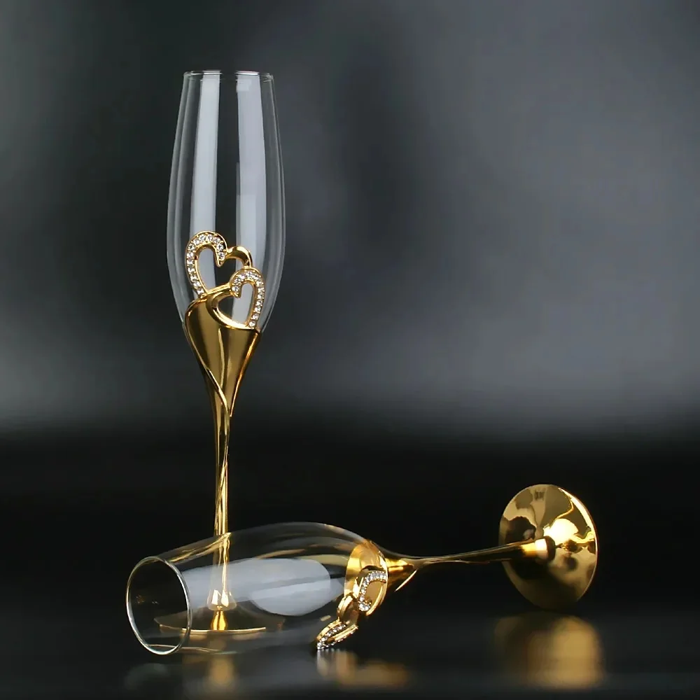 エレガントなハート&チュリンクシェイプシャンパンフルートグラ - Champagne Flute Pair のレビューと価格