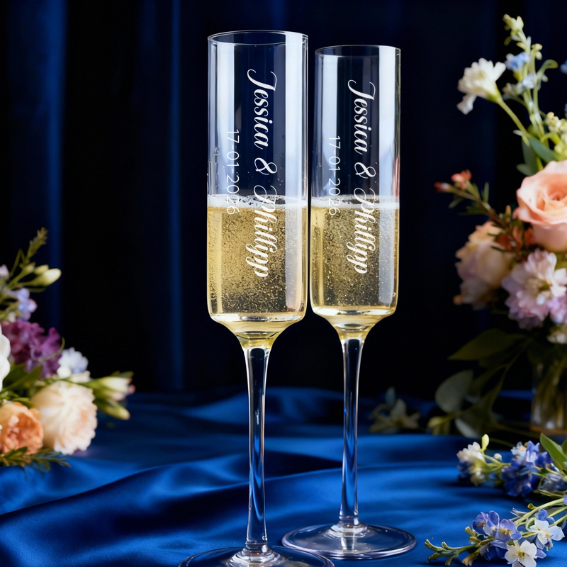 パーソナライズされたシャンパングラスセット2個、ウェディング - Champagne Flute Pair のレビューと価格