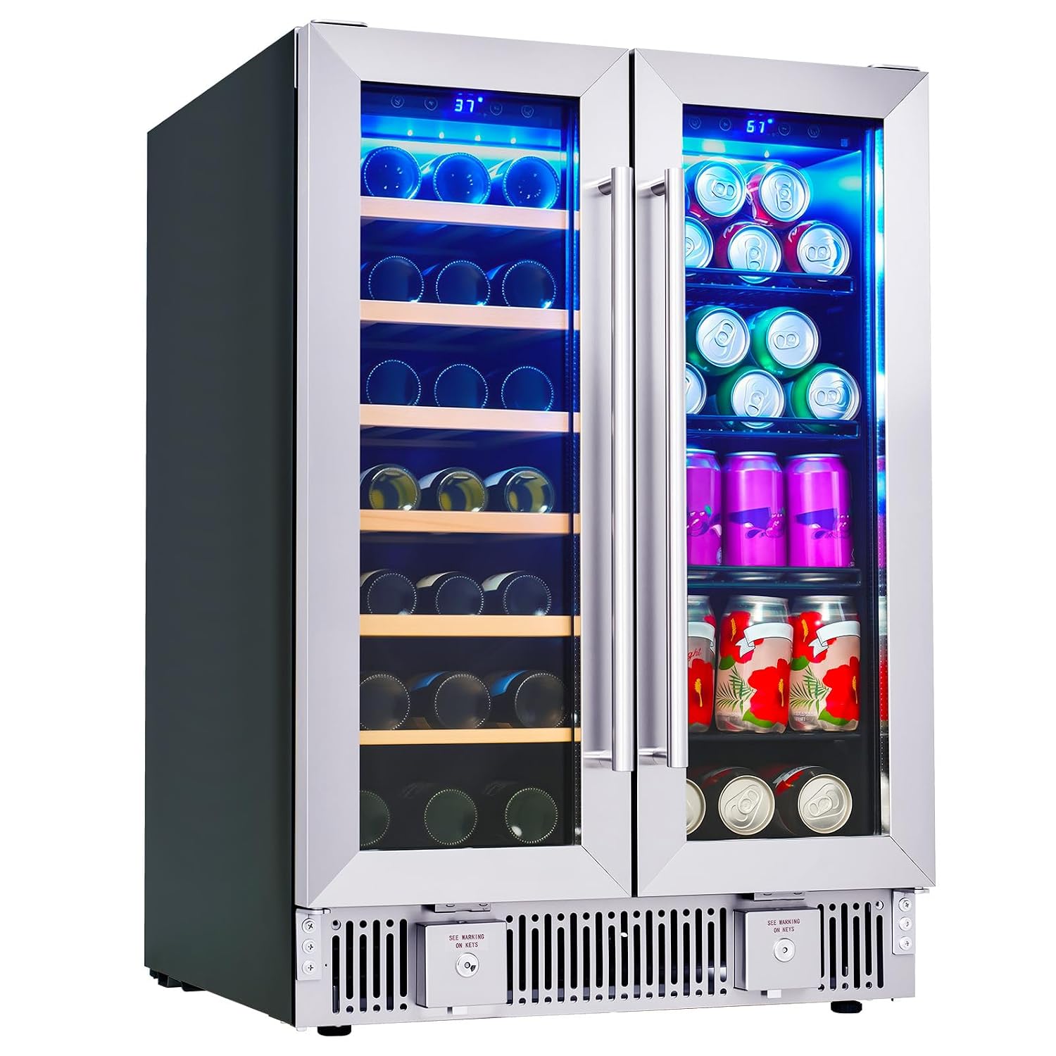 飲料用冷蔵庫、24インチデュアルゾーンワイン・ビール冷蔵庫（ - Wine Beer Fridge Under Counter のレビューと価格