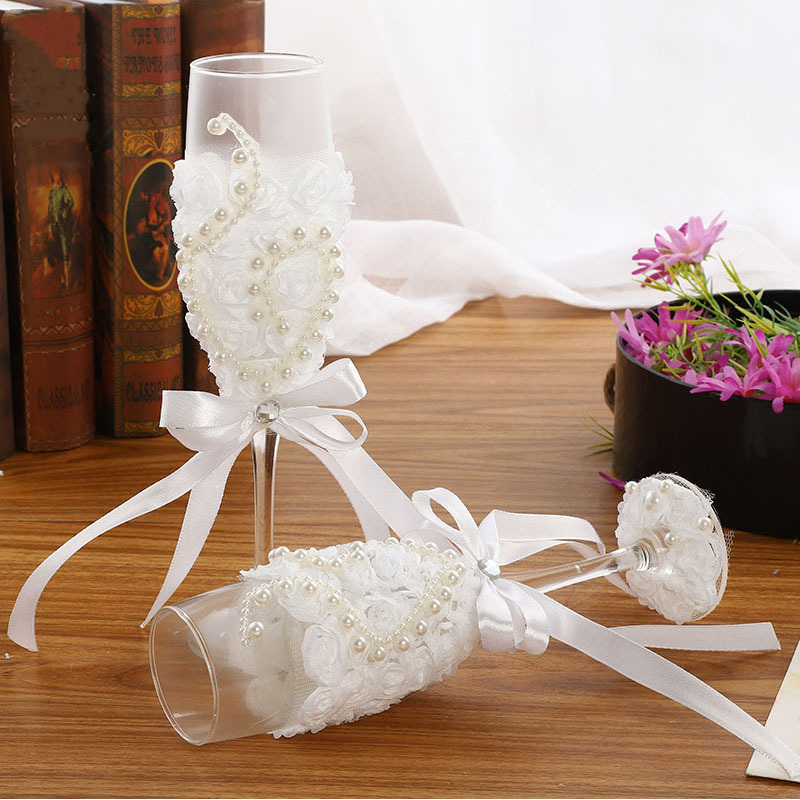 1 ペアの結婚式のシャンパングラス花嫁と花婿のシャンパンフル - Champagne Flute Pair のレビューと価格