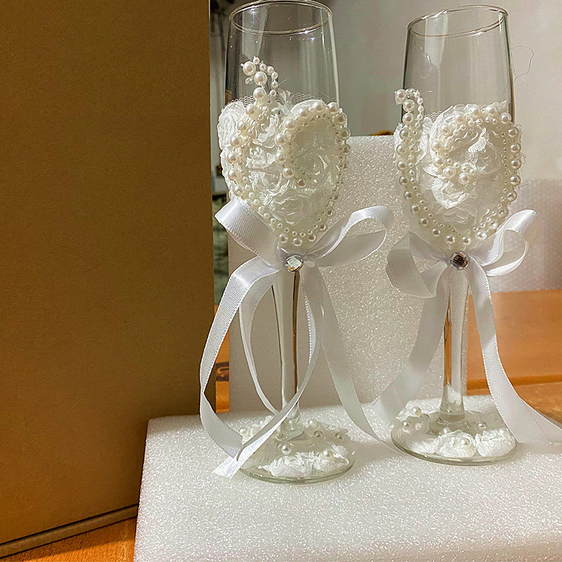 1 ペアの結婚式のシャンパングラス花嫁と花婿のシャンパンフル - Champagne Flute Pair のレビューと価格