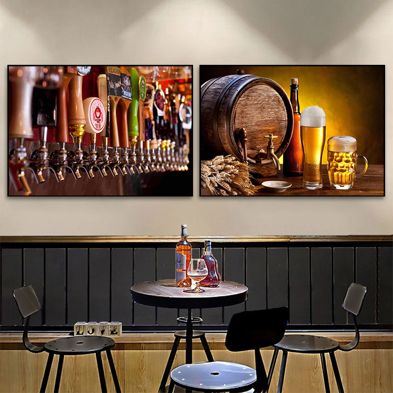 キッチンバー赤ワインぶどうビールボトルキャンバス絵画静物北欧 - Wine Beer Red のレビューと価格