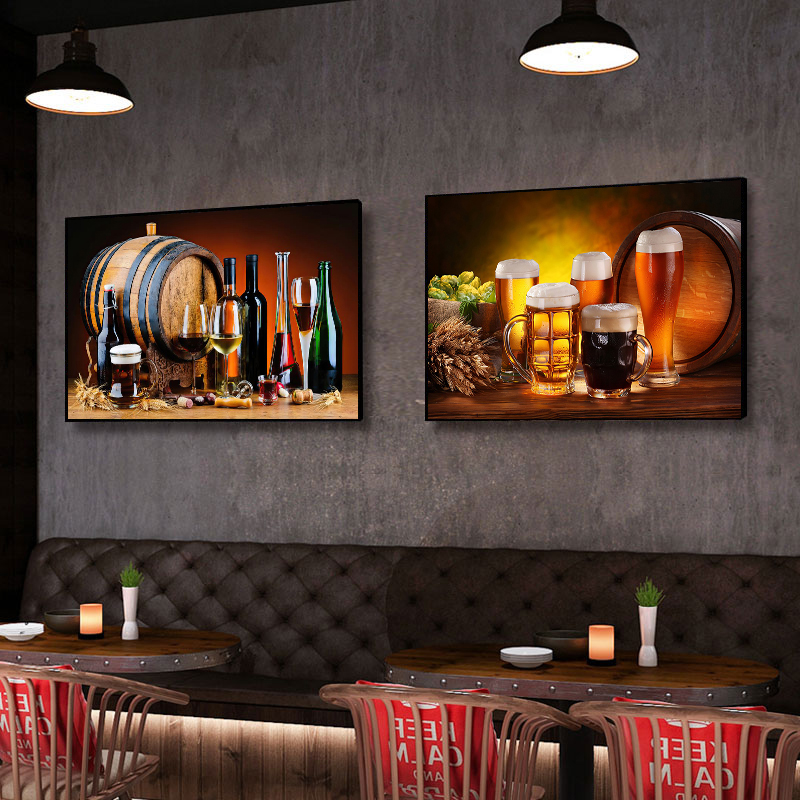 キッチンバー赤ワインぶどうビールボトルキャンバス絵画静物北欧 - Wine Beer Red のレビューと価格