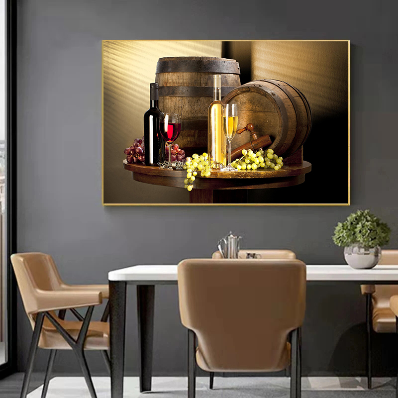 キッチンバー赤ワインぶどうビールボトルキャンバス絵画静物北欧 - Wine Beer Red のレビューと価格