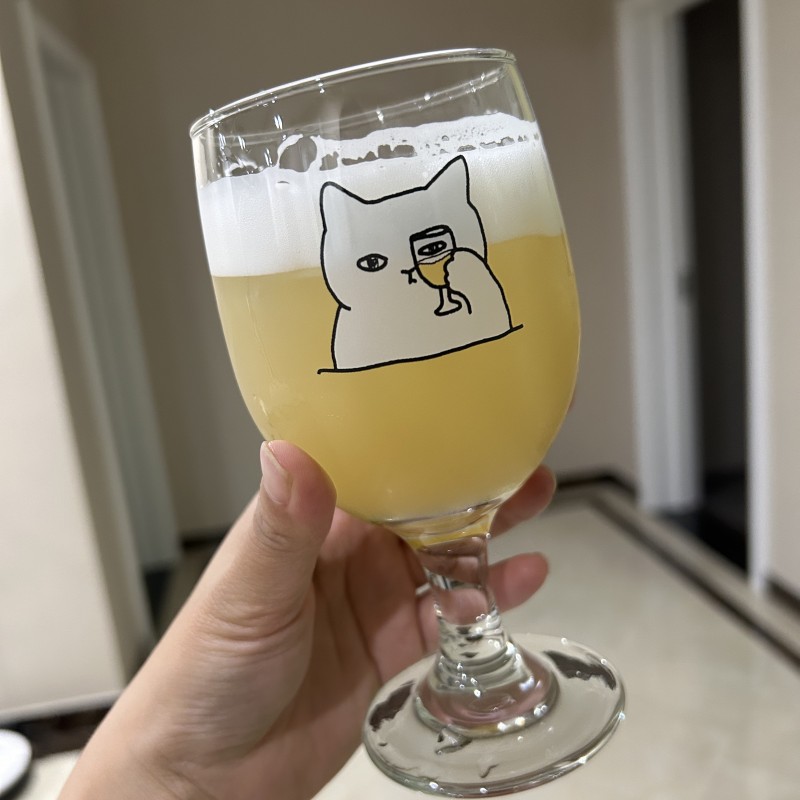 猫ガラス韓国風ハイフットグラス、高級感、ワイングラス、ビール - Wine Beer Foot のレビューと価格