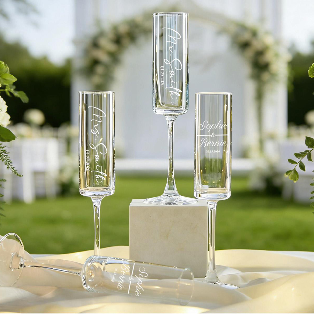 カスタムウェディングワインシャンパンフルート、パーソナライズ - Champagne Flute Pair のレビューと価格