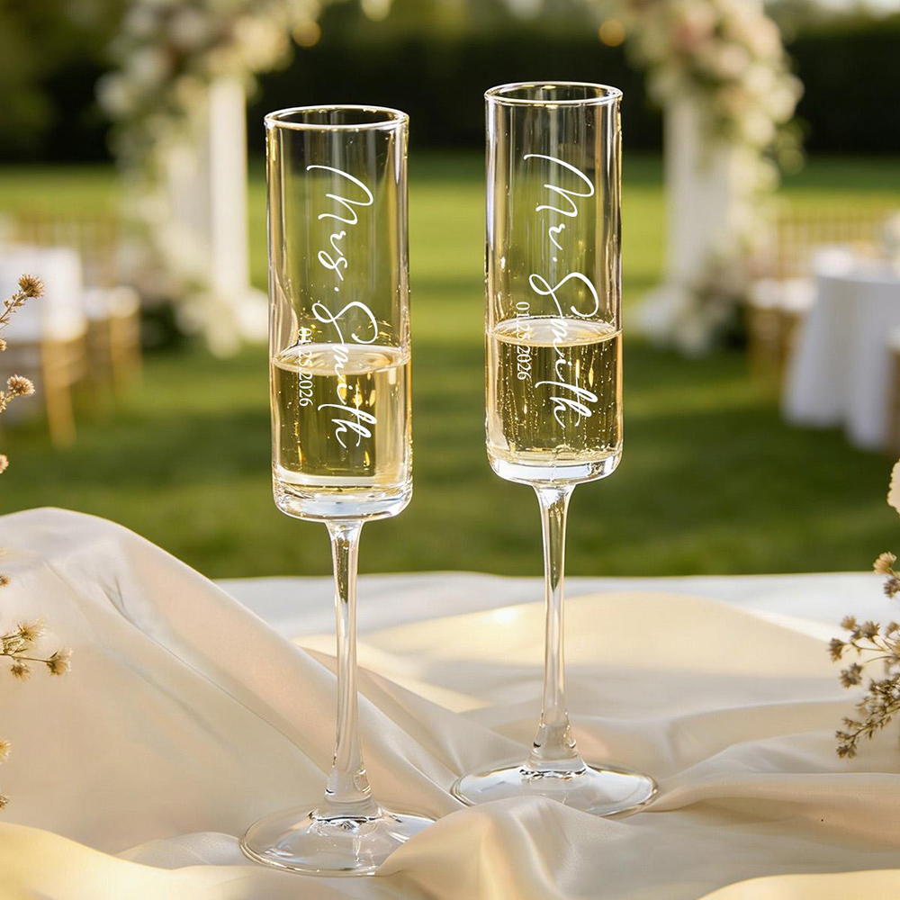 カスタムウェディングワインシャンパンフルート、パーソナライズ - Champagne Flute Pair のレビューと価格