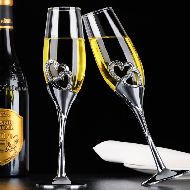 2 個の結婚式のシャンパングラスセット乾杯フルートグラスクリ - Champagne Flute Pair のレビューと価格