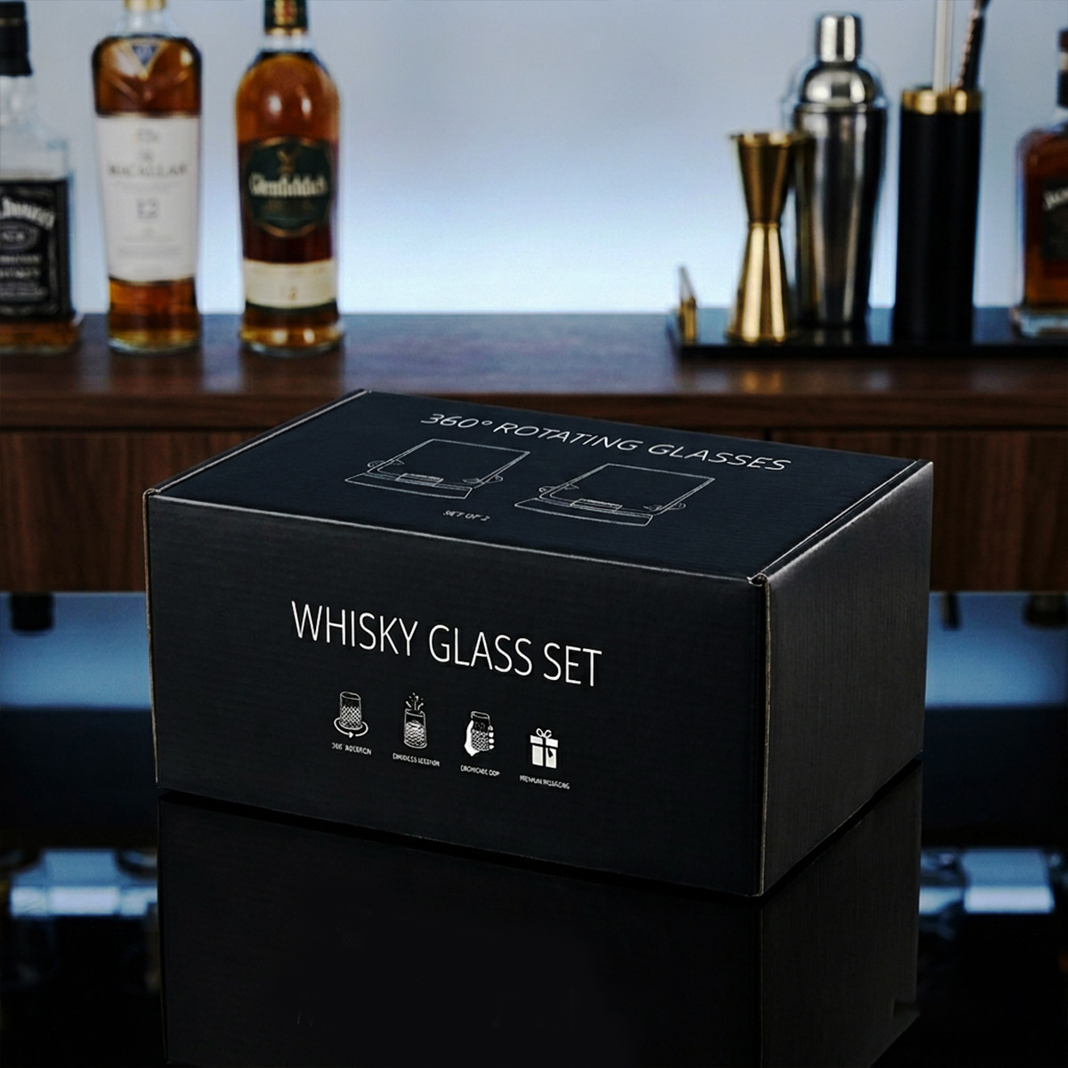 1組の回転式ウイスキーグラス、クリエイティブなクリスタルプレ - Wine To Beer To Liquor のレビューと価格