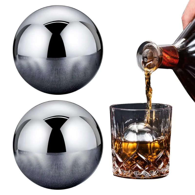 1個入り 再利用可能 ステンレス製 アイスキューブ 丸型 ウ - Whiskey Stone Set のレビューと価格