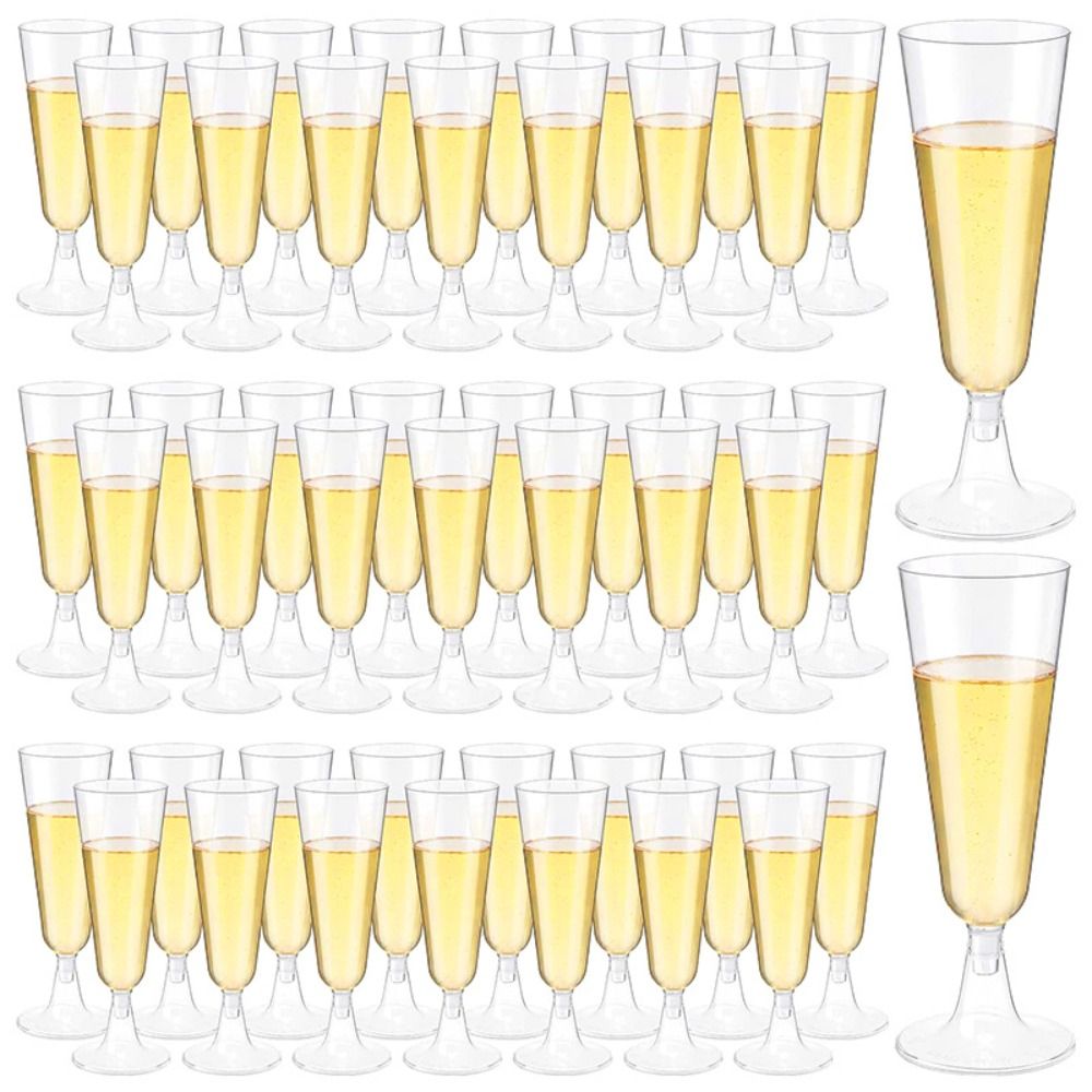 透明プラスチックシャンパンフルートゴブレット、使い捨ての耐久 - Champagne Flute Pair のレビューと価格