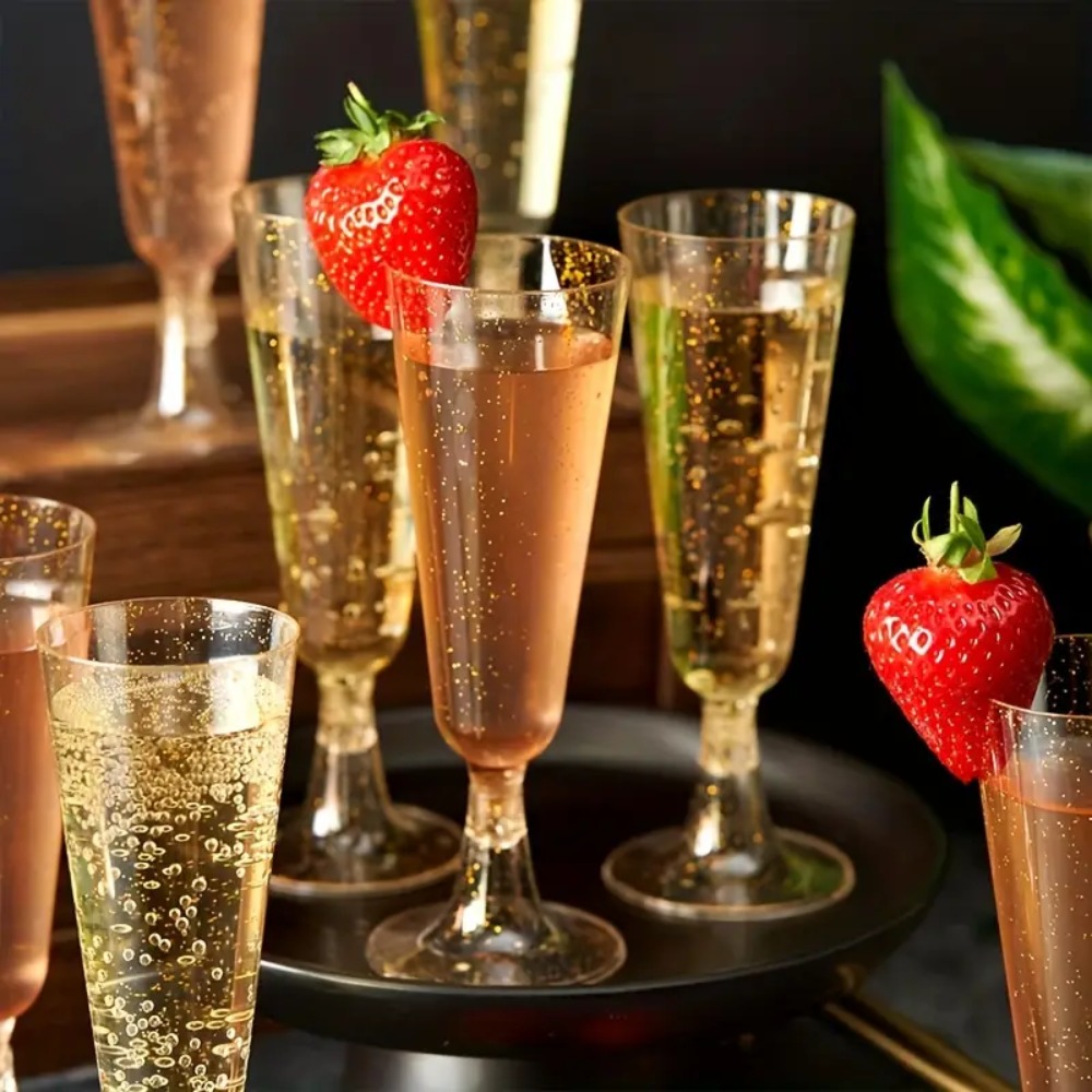 透明プラスチックシャンパンフルートゴブレット、使い捨ての耐久 - Champagne Flute Pair のレビューと価格