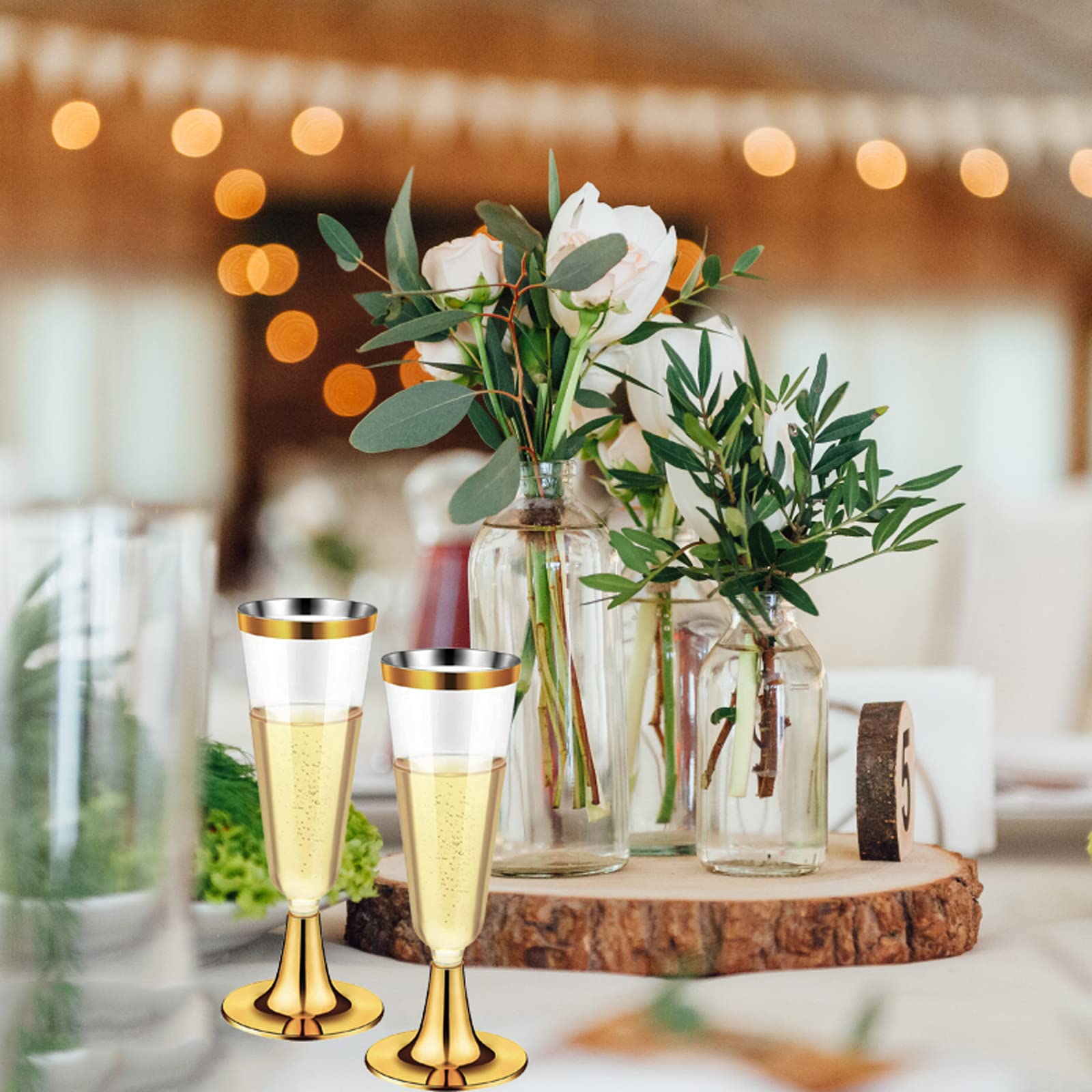 50 個 5 オンス使い捨てワインカップパーティープラスチッ - Champagne Flute Pair のレビューと価格
