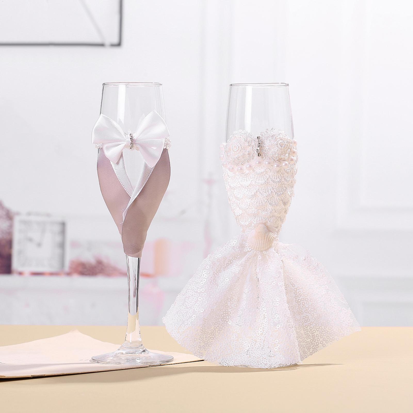 新郎新婦グラス 1 ペア 新郎新婦デザイン クリア ホームデ - Champagne Flute Pair のレビューと価格