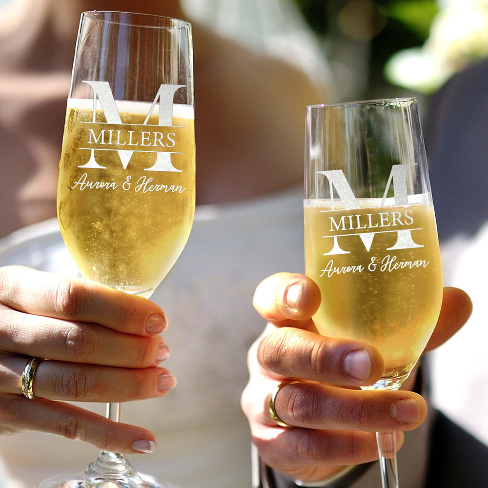 パーソナライズされたシャンパン フルート 2 個セット 刻印 - Champagne Flute Pair のレビューと価格