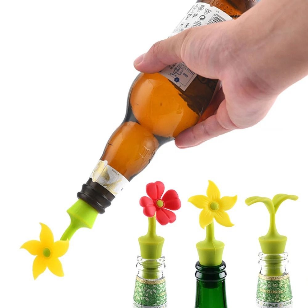 新しいシリコンワインボトルストッパー、フラワータイプ、漏れ防 - Wine Beer Red のレビューと価格