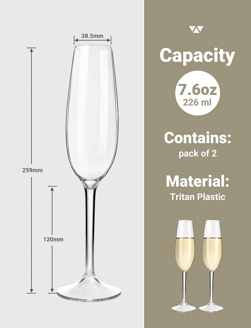 ミッキーリーアンブレイカブルシャンパン、トリタンプラスチック - Champagne Flute Pair のレビューと価格