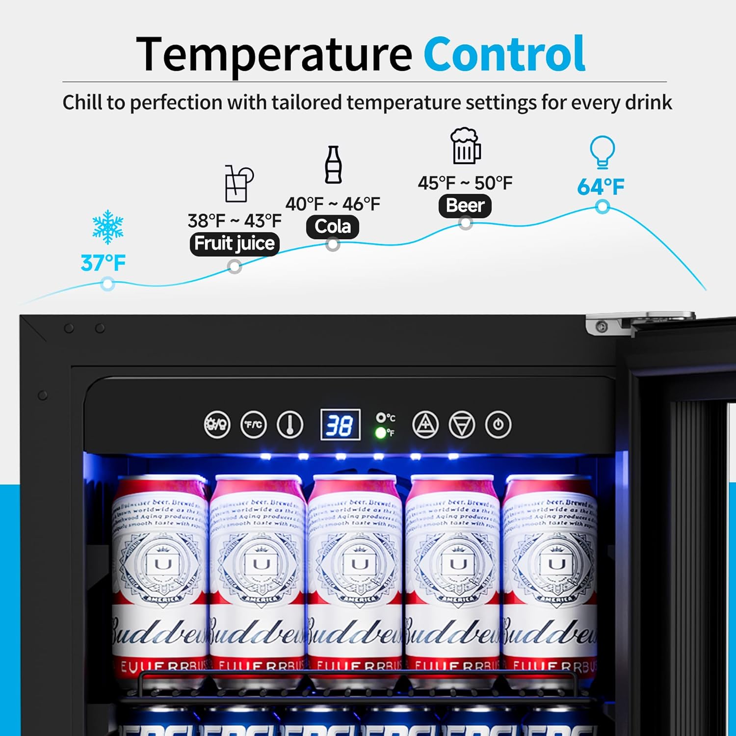 15インチアンダーカウンター飲料冷蔵庫、126缶収納、ガラス - Wine Beer Fridge Under Counter のレビューと価格