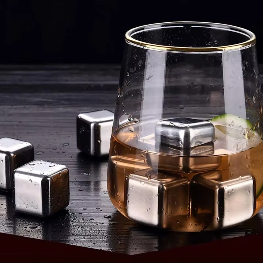 4/6/8個入りステンレス製アイスキューブセット、再利用可能 - Whiskey Stone Set のレビューと価格