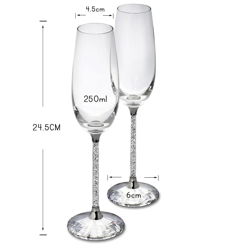 創造的な結婚式のワイングラス、ユニークなカップ、シャンパンフ - Champagne Flute Pair のレビューと価格