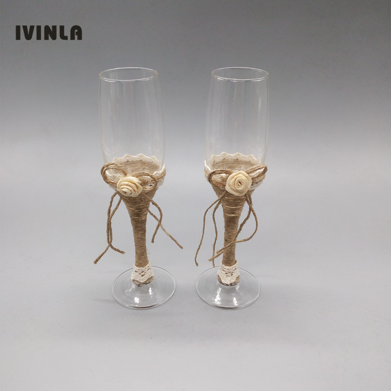 売れ筋商品 1組 素朴なウェディング シャンパン 花嫁と花婿 - Champagne Flute Pair のレビューと価格